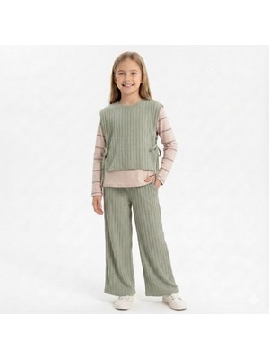 Peri Masalı Kız Çocuk Örme 2 Iplik Takım Pamuklu Uzun Kollu Baskılı Alt Üst Takım
