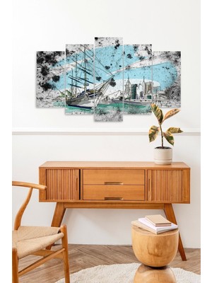 TeknoKapsül Deniz Manzarası Keşmekeş 5 Parçalı Mdf Tablo 60 x 100