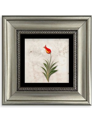 TeknoKapsül Ebru Lale Çerçeveli Taş Tablo 20 cm
