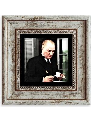TeknoKapsül Atatürk Çerçeveli Taş Tablo 20 cm