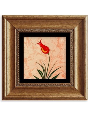 TeknoKapsül Ebru Lale Çerçeveli Taş Tablo 20 cm