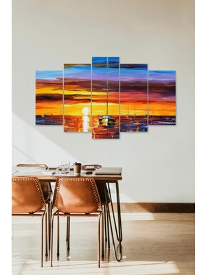 TeknoKapsül Deniz Manzarası 5 Parçalı Mdf Tablo 60 x 100