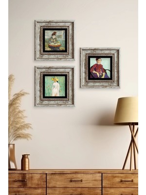 TeknoKapsül Kadınlar 3 Lü Set Çerçeveli Taş Tablo 20 cm