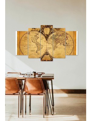 TeknoKapsül Haritalar 5 Parçalı Mdf Tablo 60 x 100