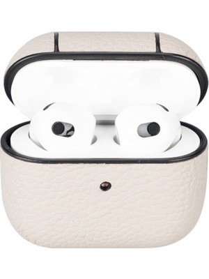 Sinerjim Apple AirPods 3.nesil Uyumlu Deri Kılıf Juni ERC3 Bej