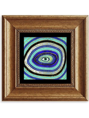 TeknoKapsül Nazar Boncuğu Çerçeveli Taş Tablo 20 cm