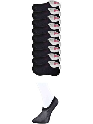 Zenvia Siyah Kadın Görünmez Çorap 9 Çift (ZNV-556)