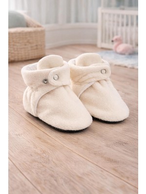 Pico Baby Organik Pamuk Astarlı, Bebek Ilk Adım Ayakkabısı, Kaydırmaz Taban, Bebek Pandufu, Ekru Patik