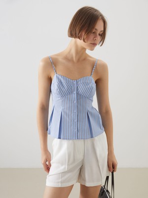 Lc Waikiki Yeni Sezon Kalp Yaka Çizgili Pileli Poplin Bluz