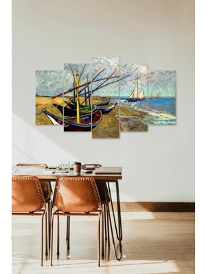 TeknoKapsül Deniz ve Kayıklar 5 Parçalı Mdf Tablo 60 x 100