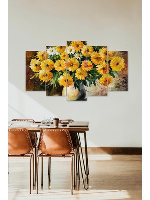 TeknoKapsül Çiçekler 5 Parçalı Mdf Tablo 60 x 100