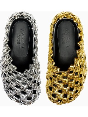 A.w.a.k.e. Mode Örgü Deri Rahat Şık Kadın Terlik