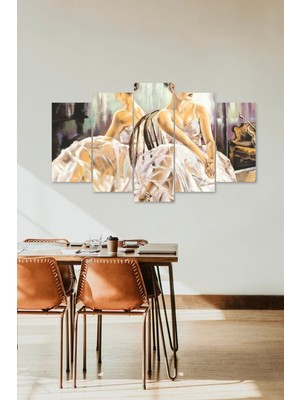 TeknoKapsül Kadın Manzarası 5 Parçalı Mdf Tablo 60 x 100