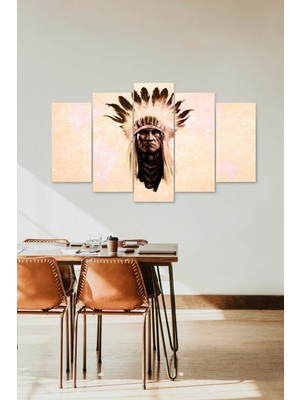 TeknoKapsül Kızılderili Manzara 5 Parçalı Mdf Tablo 60 x 100