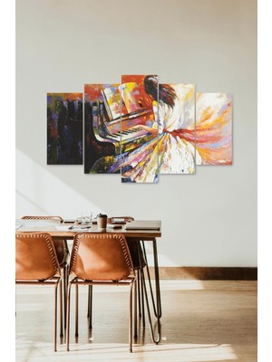 TeknoKapsül Kadın Piyano 5 Parçalı Mdf Tablo 60 x 100