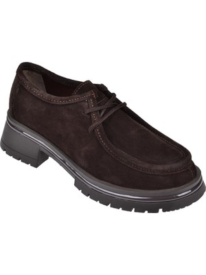 Divadonna Hakiki Deri Bağcıklı Kadın Ayakkabı BL-5547   Kahve Süet