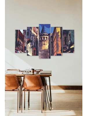 TeknoKapsül Şehir Manzarası 5 Parçalı Mdf Tablo 60 x 100