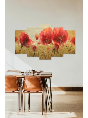 TeknoKapsül Çiçek Bahçesi 5 Parçalı Mdf Tablo 60 x 100