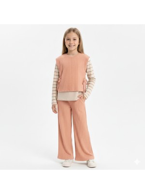 Peri Masalı Kız Çocuk Örme 2 Iplik Takım Pamuklu Uzun Kollu Baskılı Alt Üst Takım