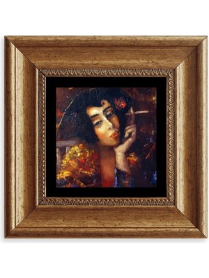 TeknoKapsül Kadın Çerçeveli Taş Tablo 20 cm
