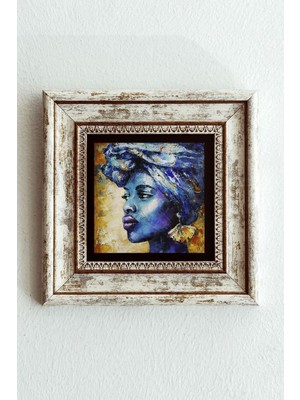 TeknoKapsül Afrikalı Kadın Çerçeveli Taş Tablo , Çerçeveli Taş Duvar DEKORU-ENKCRCVTBL-00148 20 cm