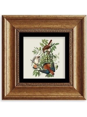 TeknoKapsül Kuş ve Yapraklar Çerçeveli Taş Tablo 20 cm
