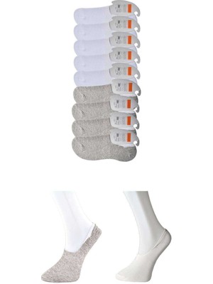 Zenvia Gri ve Beyaz Erkek Babet Çorap 9 Çift (ZNV-556)