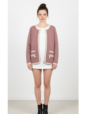 Mare Butik Fermuar Detaylı Dokulu Triko Hırka