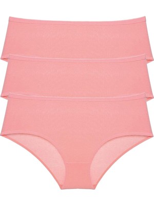 Zenvia 3 Adet Kadın Yüksek Bel Bato Külot Pudra (ZNV-556)