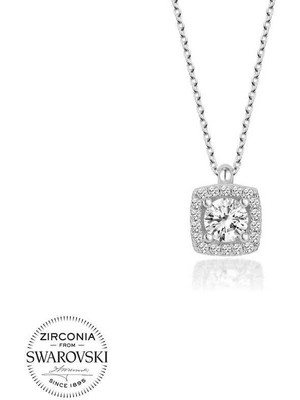 Özcömert Silver Swarovski Taşlı Gümüş  Baget Tektaş Bayan Kolye