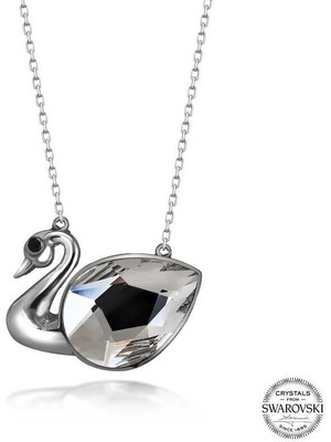 Özcömert Silver Swarovski Crystal Taşlı Kuğu Gümüş Kadın Kolye