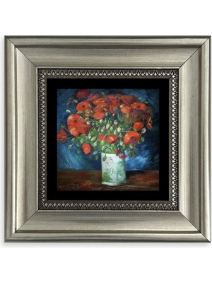 TeknoKapsül Van Gogh Çiçekli Vazo Çerçeveli Taş Tablo 20 cm