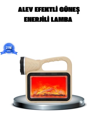 Eco Lounge Alev Efektli Solar Lamba Cob Işıklı Taşınabilir Bahçe Kamp Aydınlatma