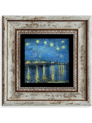 TeknoKapsül Yıldızlı Gece Çerçeveli Taş Tablo 20 cm