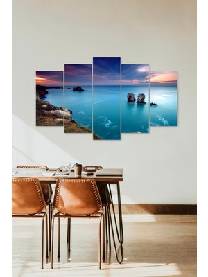 TeknoKapsül Deniz Manzarası 5 Parçalı Mdf Tablo 60 x 100