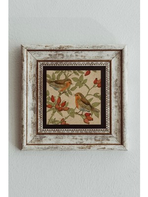 TeknoKapsül Kuş Çerçeveli Taş Tablo , Çerçeveli Taş Duvar Dekoru - ENKCRCVTBL-00091 20 cm