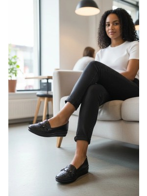 Gökçe Kundura Kadın Ortopedik Fiyonklu Lastikli Rahat Taban Babet