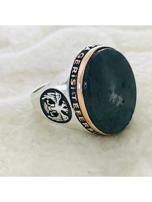 Canka Koyu Yeşil Taşlı 925 Ayar Gümüş Erkek Yüzük