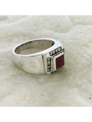 Canka Kahverengi Akik Taşlı 925 Ayar Gümüş Erkek Yüzük