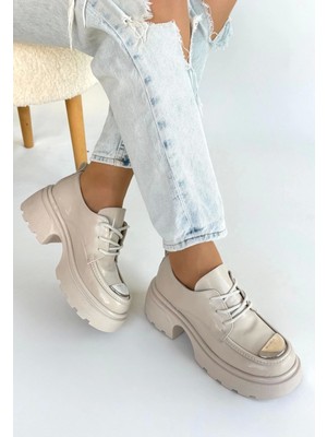 LTG Nova Kiya Bej Rugan Dolgu Topuk Oxford Ayakkabı