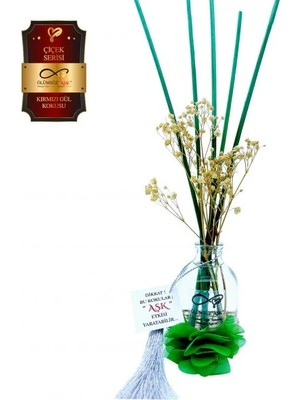 Aşk-ı Sermest Toptan Ölümsüz Aşk Çiçek Serisi Kırmızı Gül Kokulu 10 x 50 ml Oval Şişe Bambu Çubuklu Ortam Kokusu Reed Diffuser Oda Kokusu