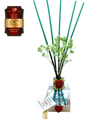 Aşk-ı Sermest Toptan Ölümsüz Aşk Çiçek Serisi Kırmızı Gül Kokulu 10 x 60 ml küp Şişe Bambu Çubuklu Ortam Kokusu Reed Diffuser Oda Kokusu