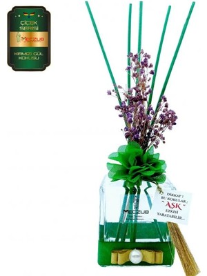 Aşk-ı Sermest Toptan Meczub Çiçek Serisi Kırmızı Gül Kokulu 5 x 200 ml küp Şişe Bambu Çubuklu Ortam Kokusu Reed Diffuser Oda Kokusu