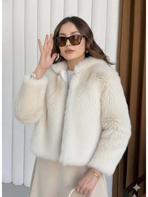 LTG Nova Fermuarlı Kısa Kürk Siyah Ekru T7746