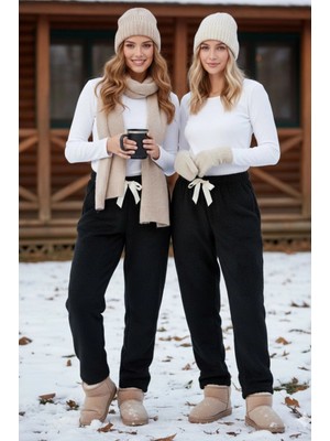 Trivogue Peluşlu Pijama Alt Siyah Nr