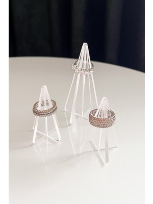 Kuzeylina 3’lü Yüzük Tutucu Akrilik Stant – Pleksi Organizer Yüzük Standı