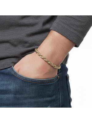 Hg.Aksesuar Erkek Halat Çelik Zincir Bileklik 6mm