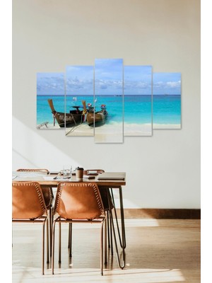TeknoKapsül Deniz Manzarası 5 Parçalı Mdf Tablo 60 x 100