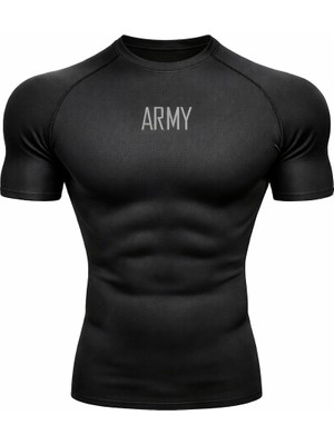 Gazelmanya Army Premium Compression Kısa Kol Fitness Body Gym Sporcu Kısa Kol Fitness Body Dar