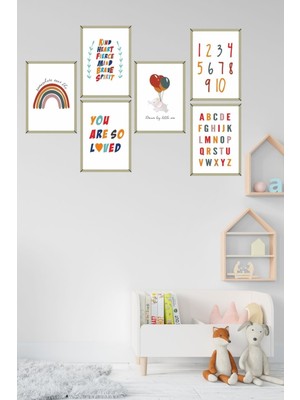 TeknoKapsül 6'lı Çerçeve Görünümlü Çocuk Odası Fil Model Mdf Tablo 20 x 15